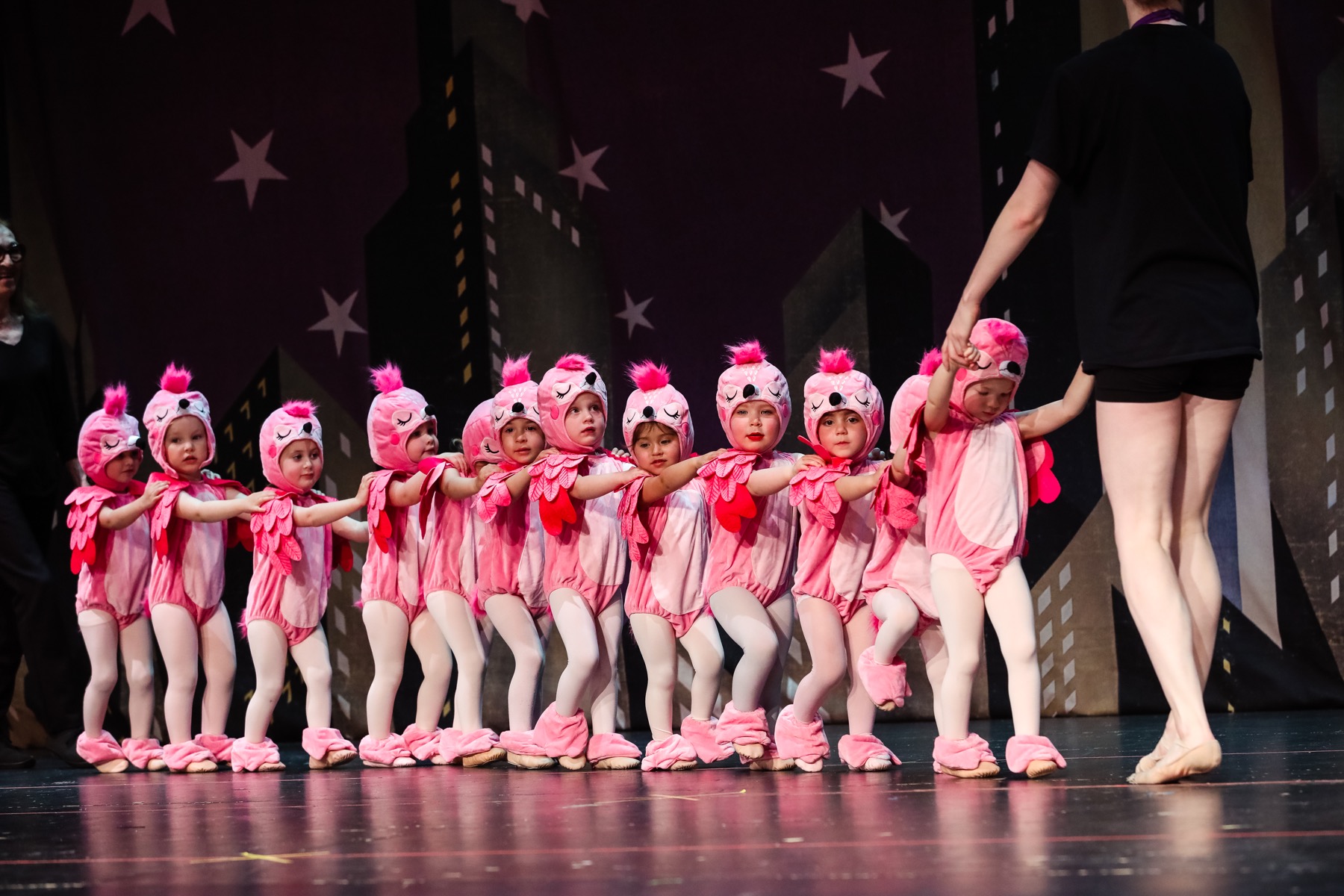 Our youngest dancers performing Baby Birdies on stage
